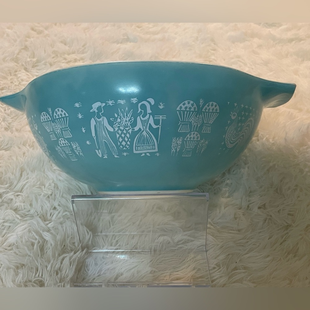 Vintage Pyrex Amish Butterprint Turquoise Cinderella Bowl 444 4QT Gorgeous! - Picture 3 of 10